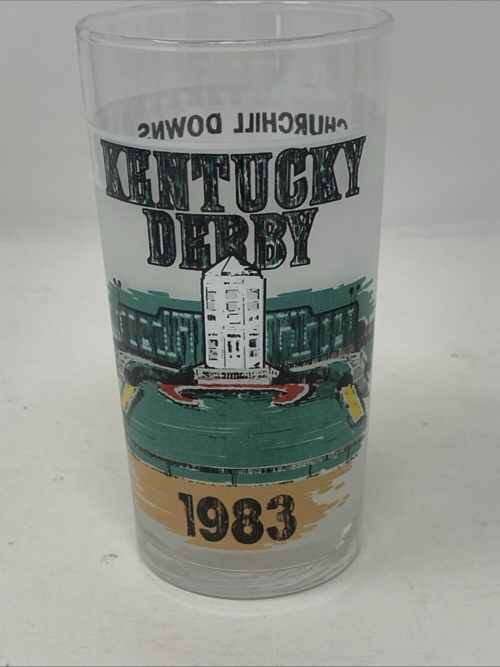 1983 Kentucky Derby Official Mint Julep Frosted Glass Churchill Downs Libbey